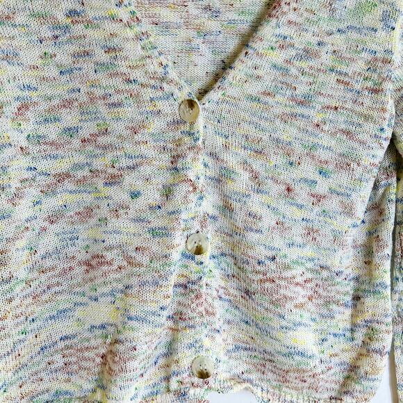 Code x Mode Minimalist Preppy Knit Space Dye cropped Layered Cardigan size S - Picture 9 of 12